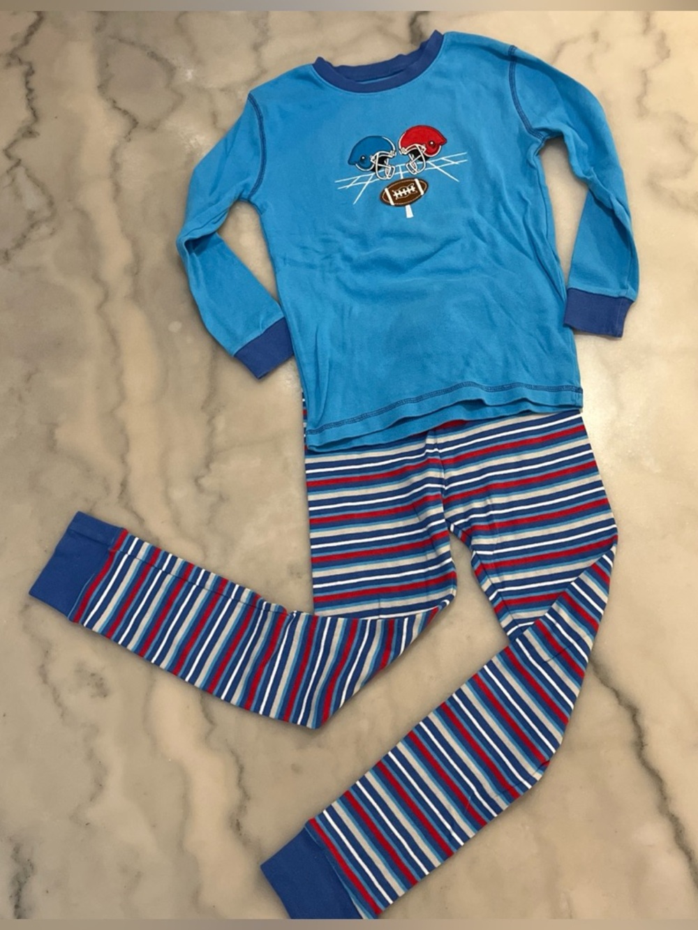 Kirkland Signature Blue Football Kids Pajama Set with 💯 % Organic Cotton